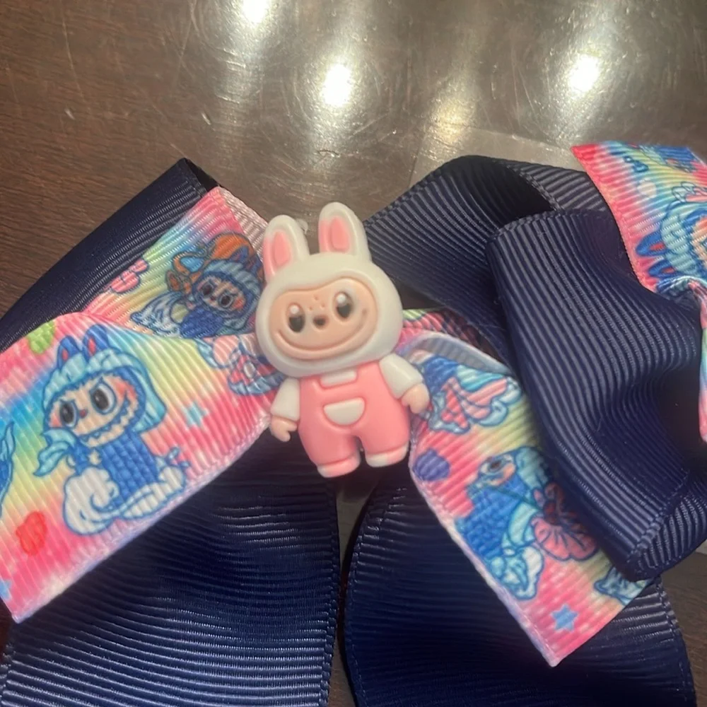 Colorful labubu monster Cartoon Hair Bows nwt set of two